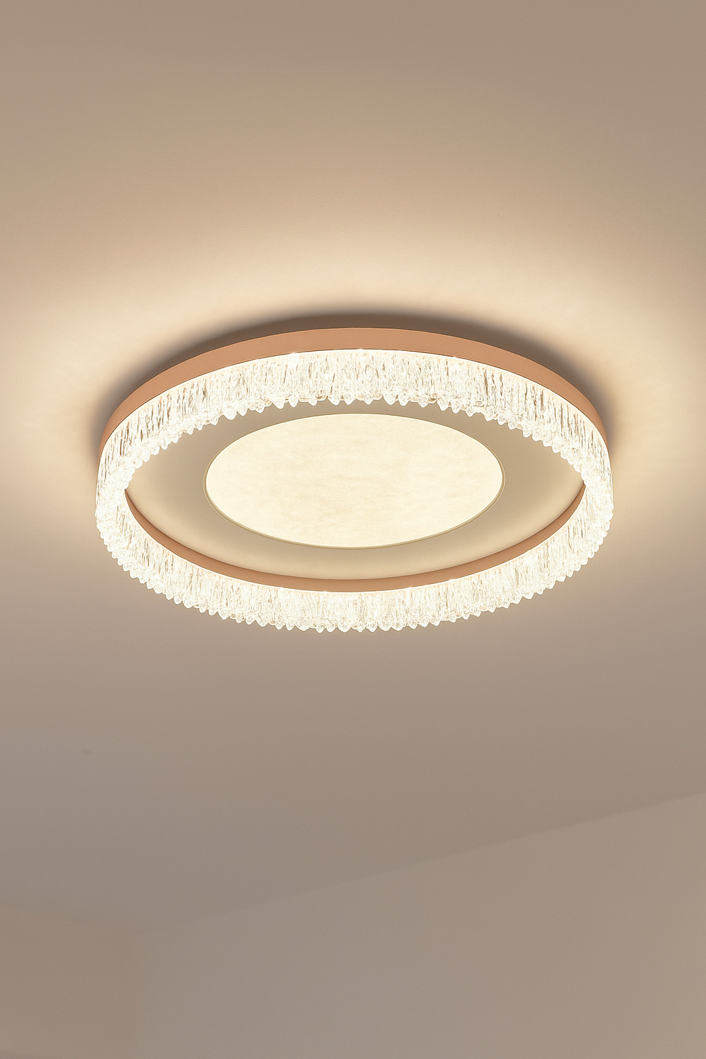 HDC Luxury Frosted Halo Panel Crystal Crown LED Ceiling Light