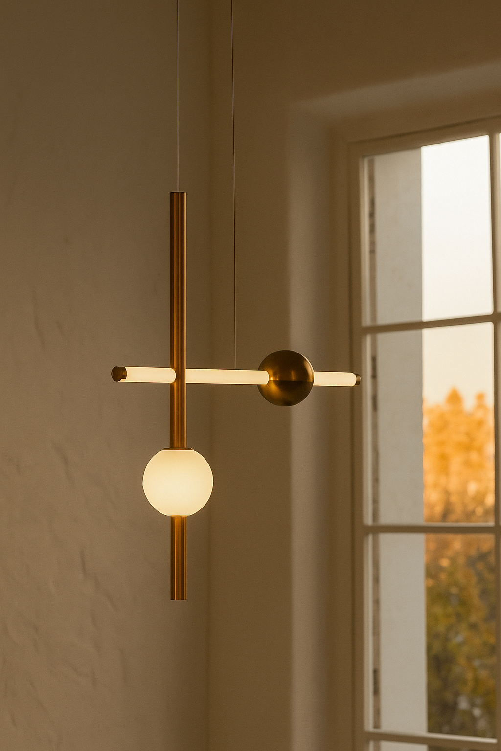 HDC Frosted Bar & Globe Design Modern Linear Balance Pendant Light