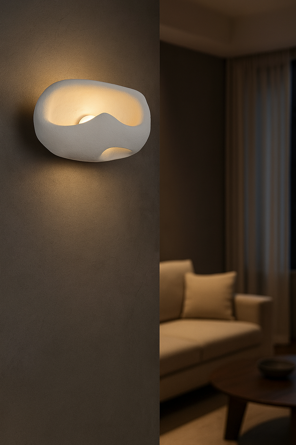HDC Stone Bowl Abstract Resin LED Wall Light For Living Room