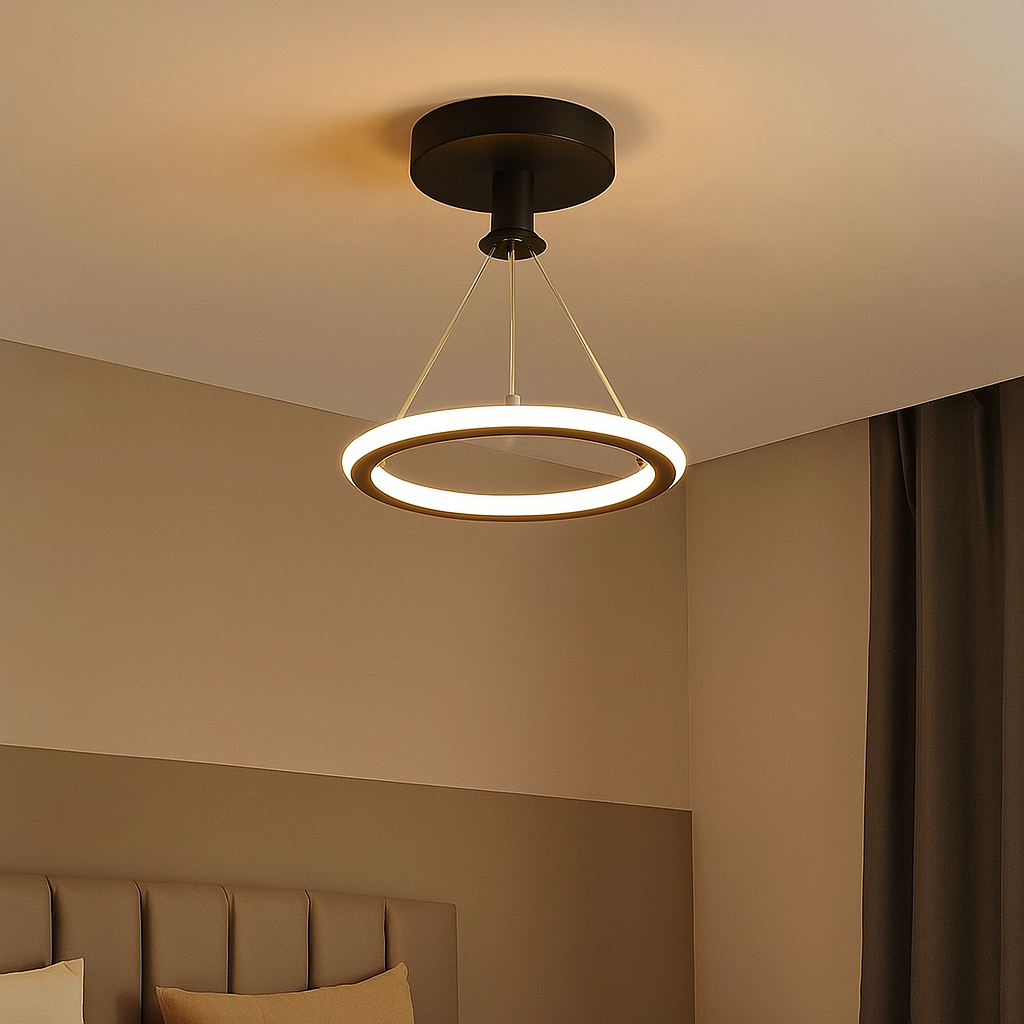 HDC Circular Black LED Ring Pendant Ceiling Lamp For Hallways