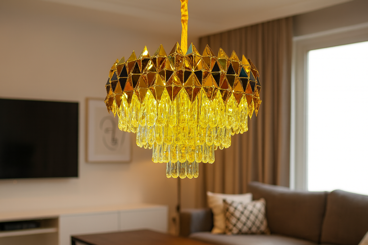 HDC Imperial Radiance 400MM Crystal Crown LED Chandelier For Dining & Living Room