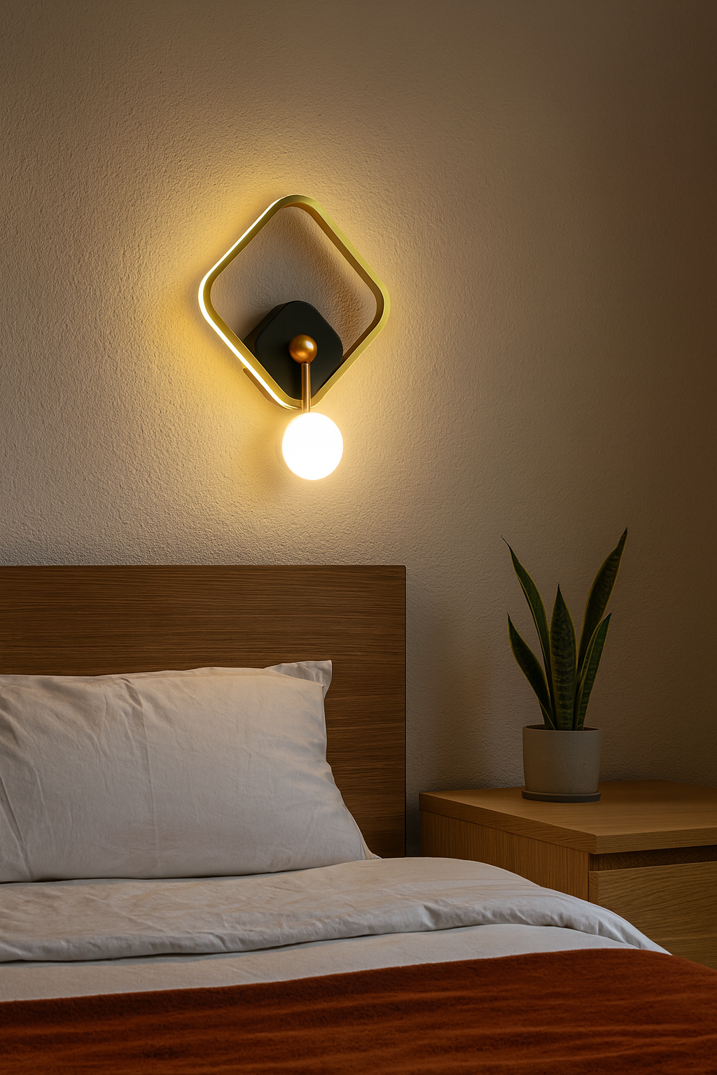 HDC 14W Gold Square Shape LED Wall Lamp - Tricolor