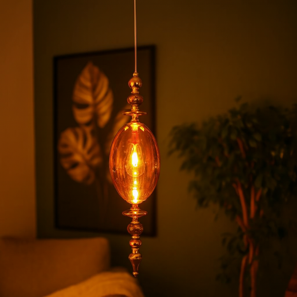 HDC Premium Metal Smoke Glass Hanging Pendant Light Indoor Crystal Smokey light Fixture