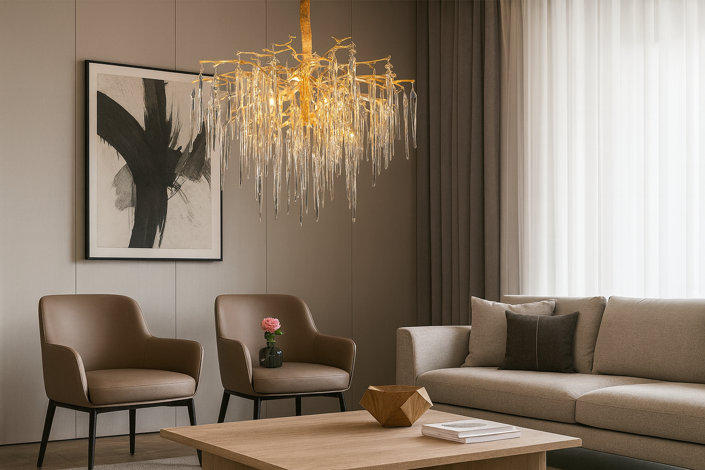 HDC Modern French Creative All-Copper Branch Crystal Chandelier Light European Style Luxury Villa Restaurant Bedroom Decorative Lamp