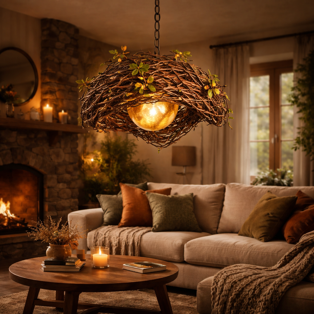 HDC Handcrafted Cane & Pendant Hanging Light with Inner Bowl For Living Room, Dining & Café