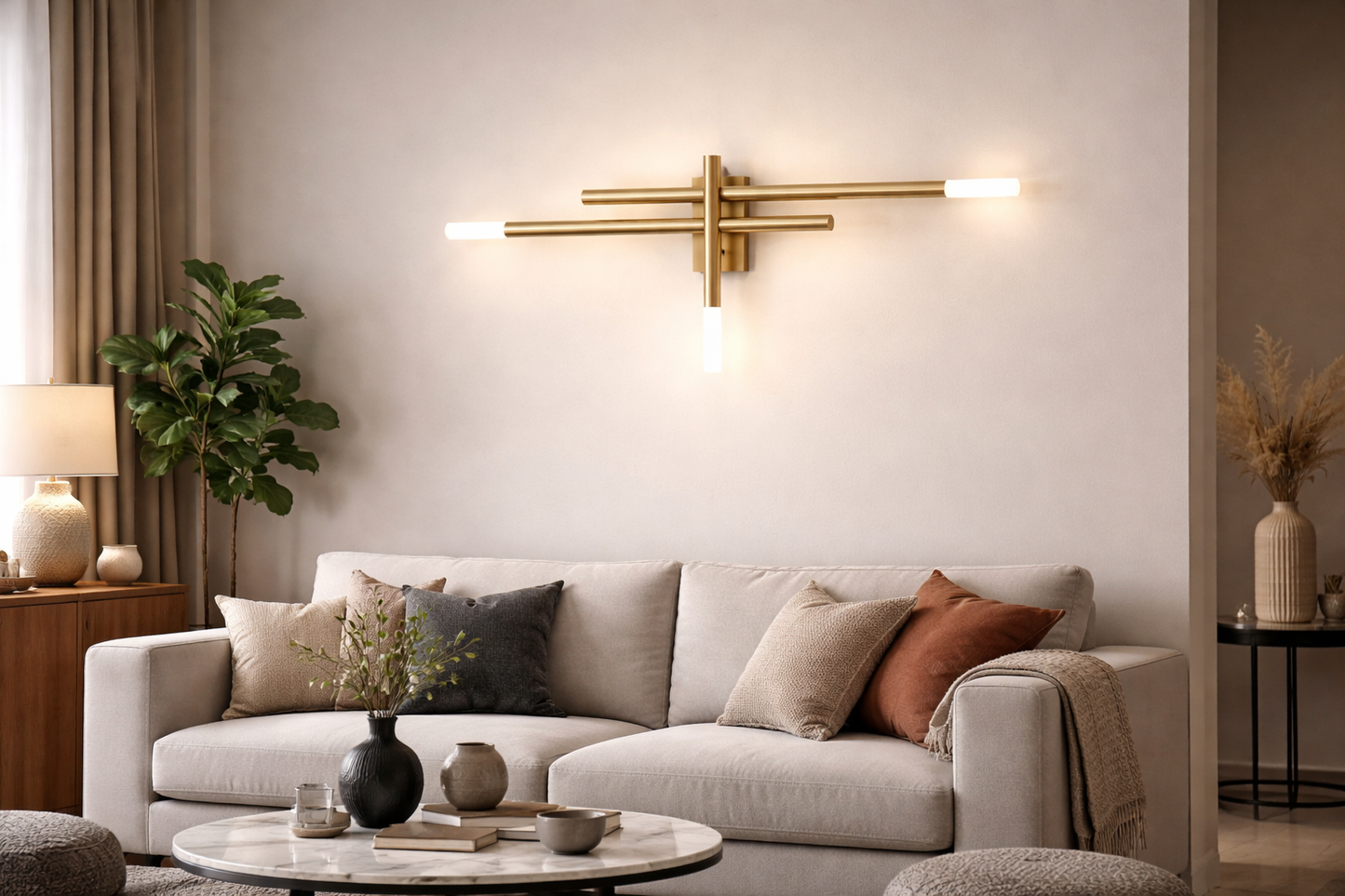 HDC 9w Premium Gold Finish Designer LED Wall Light For Living Room
