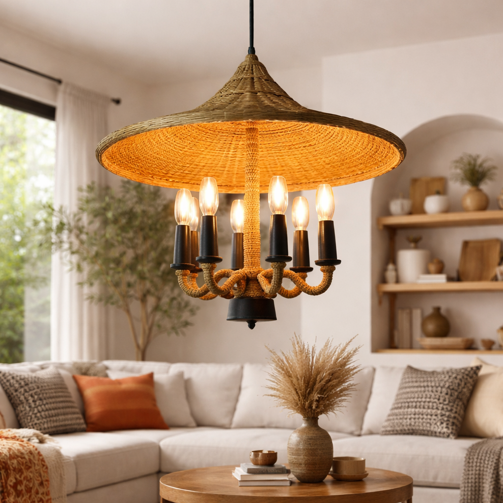 Hdc Designer Wooden Elegant Ceiling Hanging Light Chandelier for Living & Dining Areas