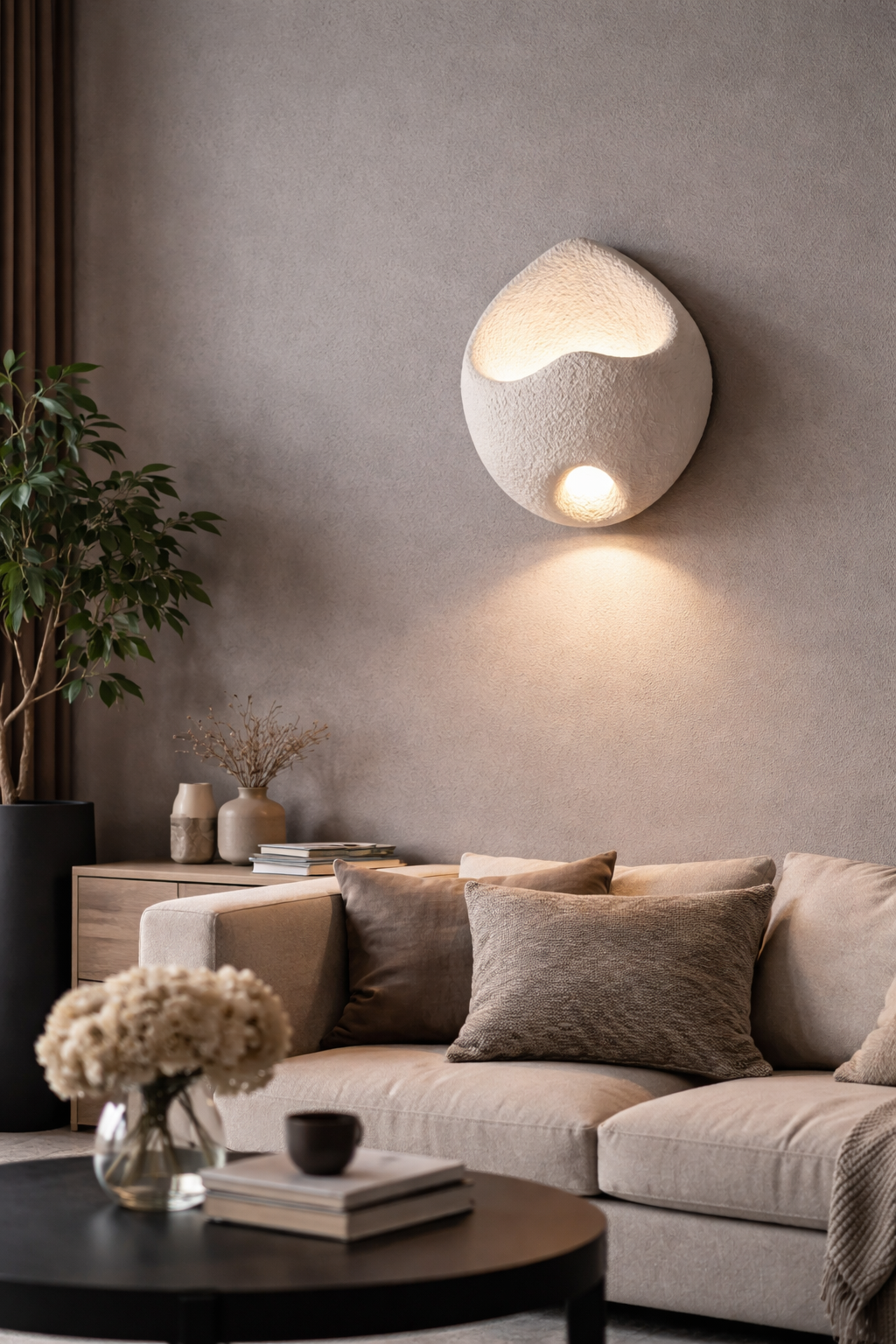 HDC Stone Bowl Abstract Resin LED Wall Light For Living Room