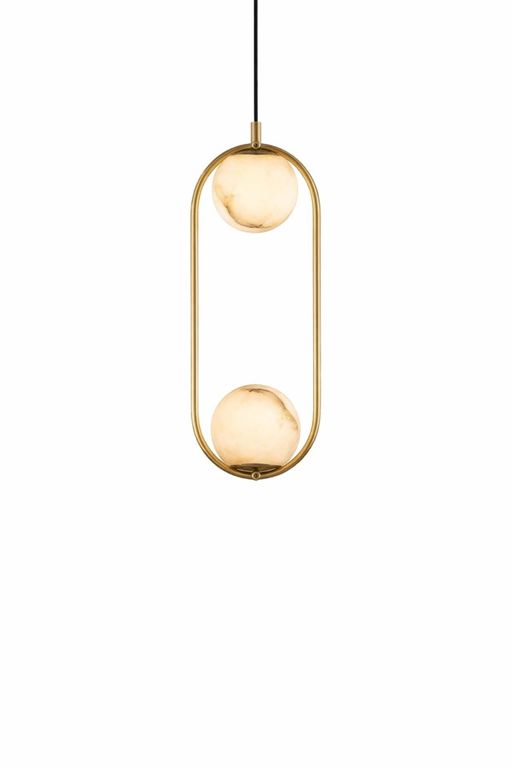 HDC Luxury Oval Frame Dual Marble Finish Globe Pendant Light For Living Room, Bedroom