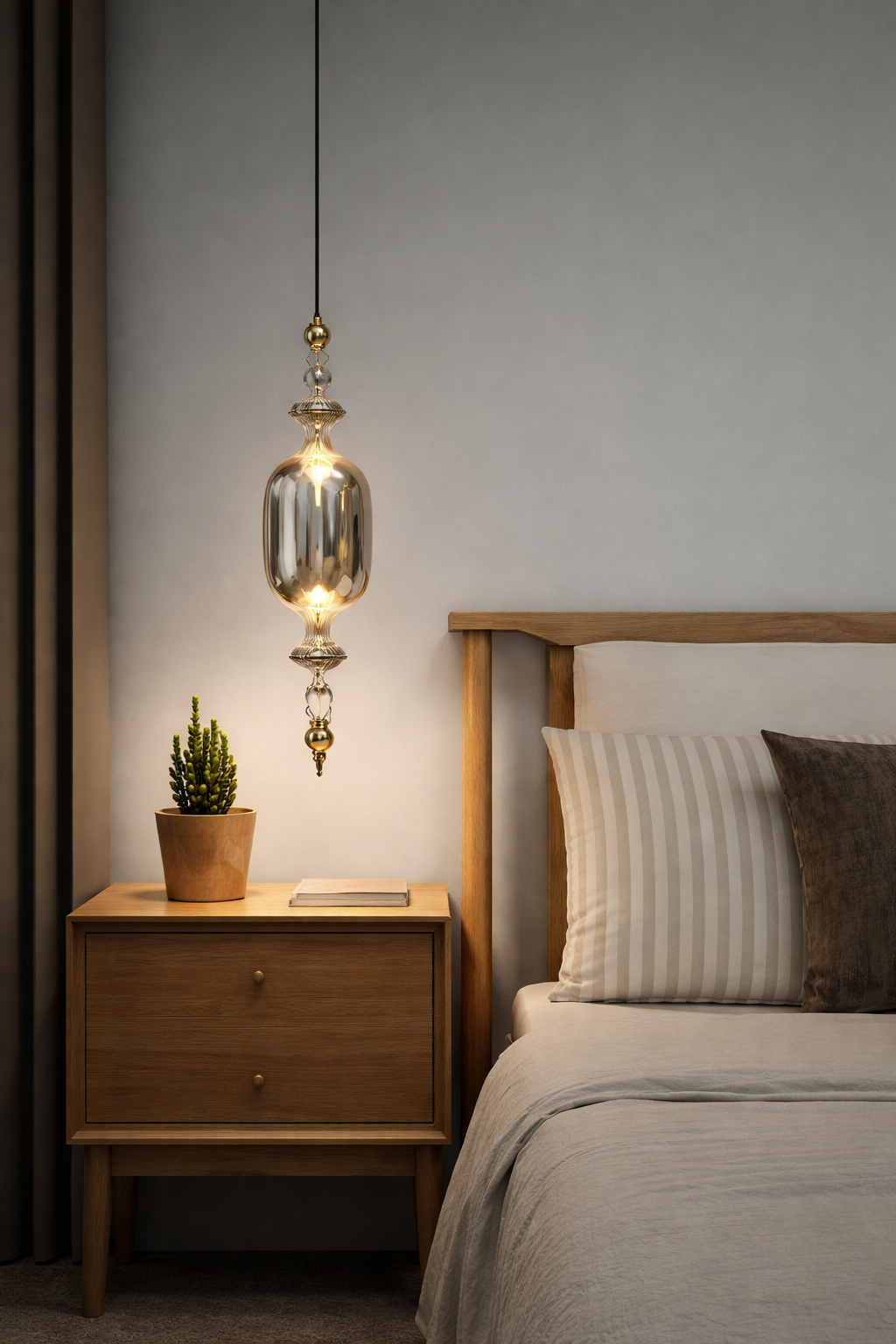 HDC Luxury Single Drop Glass Pendant Light in Gold Finish Modern Hanging Ceiling Lamp for Kitchen Island, Bar & Bedroom