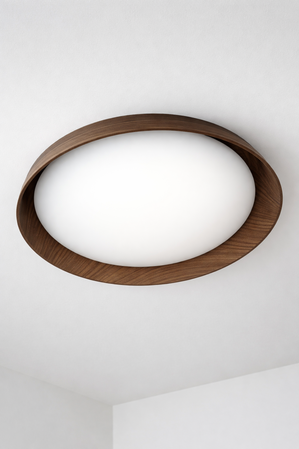 Hdc Modern Wooden Ring Flush Mount Ceiling Light – Minimalist LED Ceiling Lamp for Living Room & Bedroom