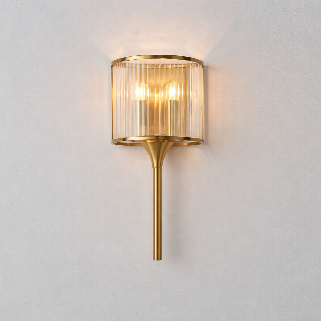 HDC Modern Designer Wall Sconce Luxury Gold Glass Wall Light for Bedroom, Living Room