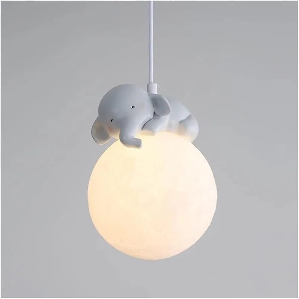 Hdc Elephant Shaped Moon LED Modern Hanging Light for Baby Room Kids Bedroom