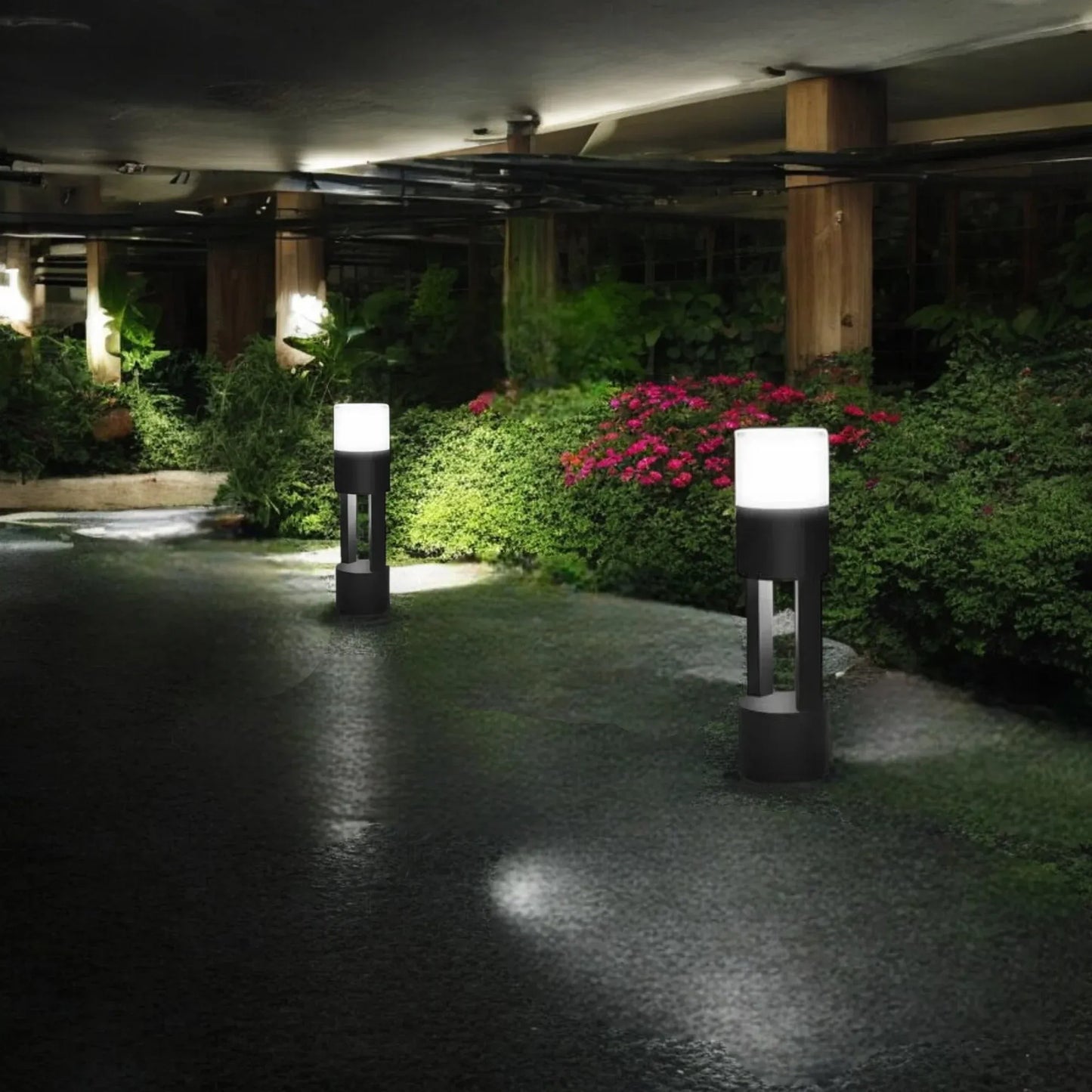 HDC Led 300MM Grey Body Acrylic Bollard Outdoor Garden Park Driveway Light - Warm White