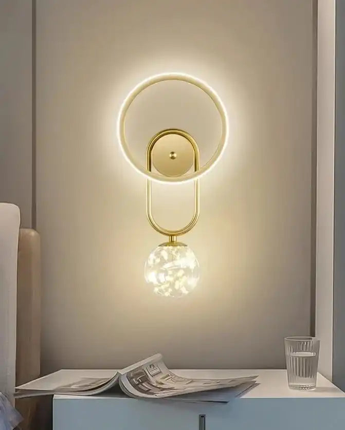 Hdc Bedside Clear Glass Ball Led Wall Light