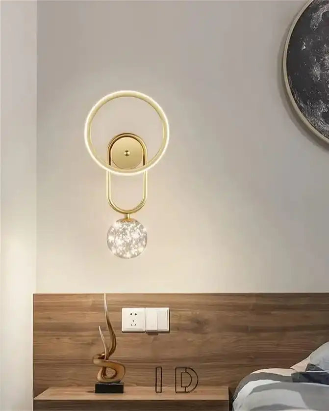 Hdc Bedside Clear Glass Ball Led Wall Light
