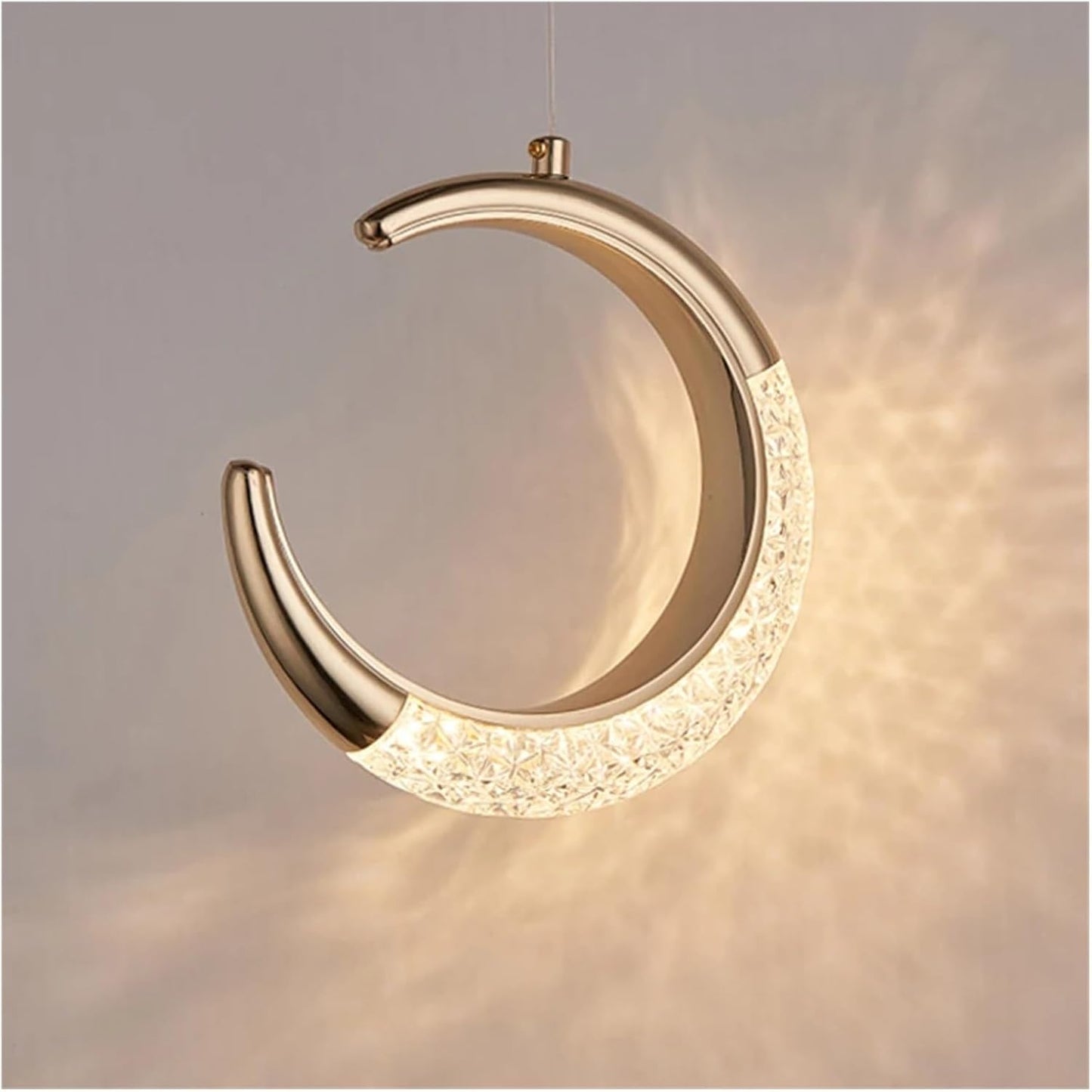 HDC Led 1-Light Gold Half Crescent Moon Acrylic Hanging Pendant Ceiling Light