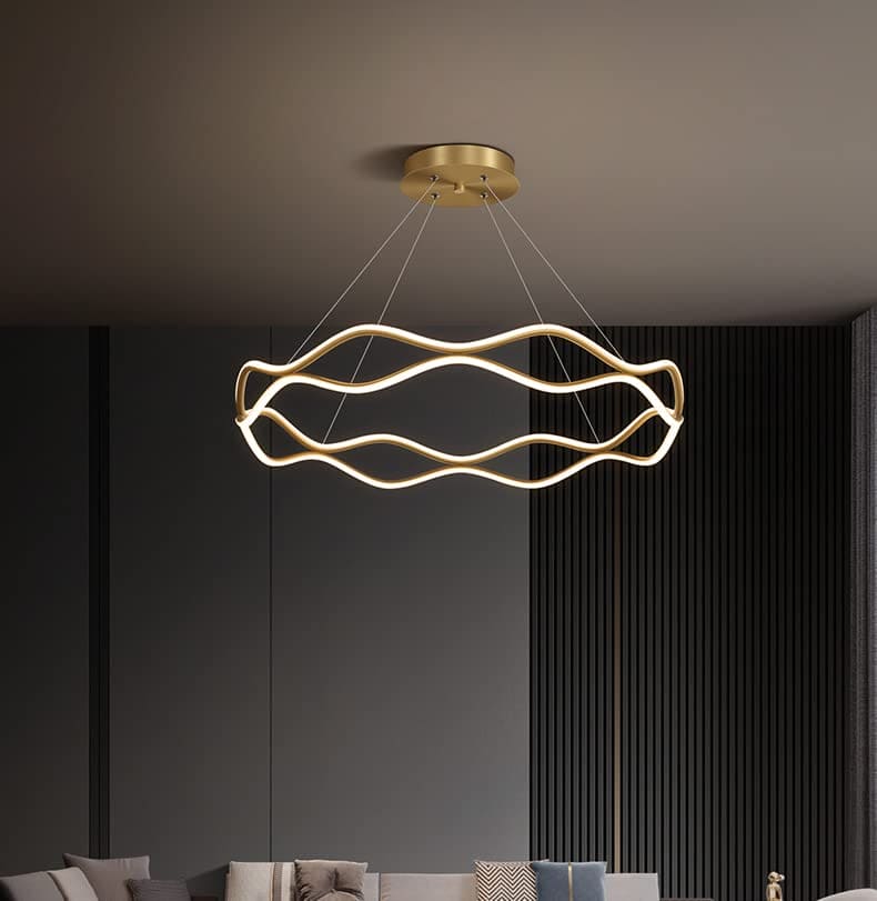 Hdc 450MM Gold LED Curvy Profile Chandelier Lamp - Warm White