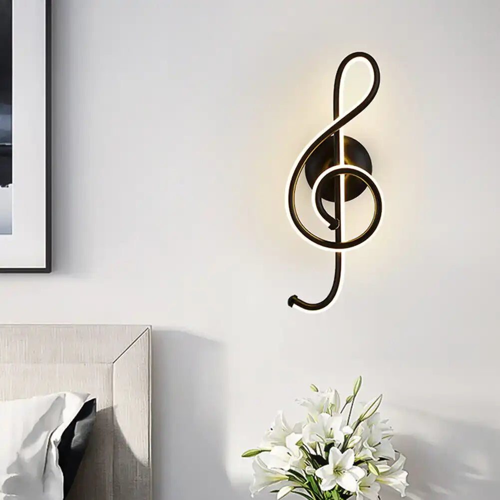 HDC LED Black Musical Note Wall Lamp Bedside Spiral Night Light- Trico