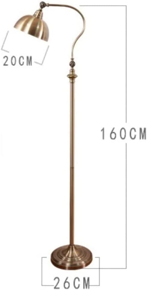 HDC Vintage Style Adjustable Antique Brass Floor Lamp for Living Room & Bedroom