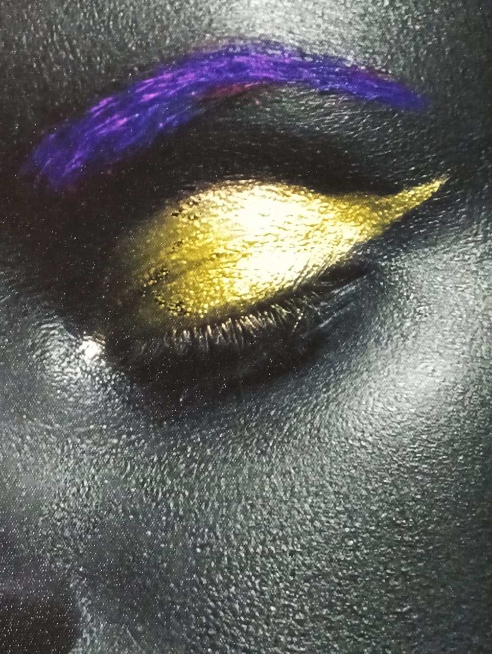 Hdc Sexy Gold Lip Closed Eye Black Woman Figure Canvas Painting Wall Art Posters for Living Room Home Wall Decor