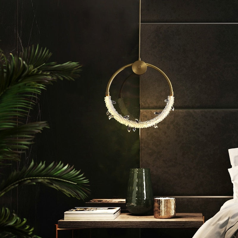 Hdc Modern copper household chandelier Nordic personality round Pendant Light