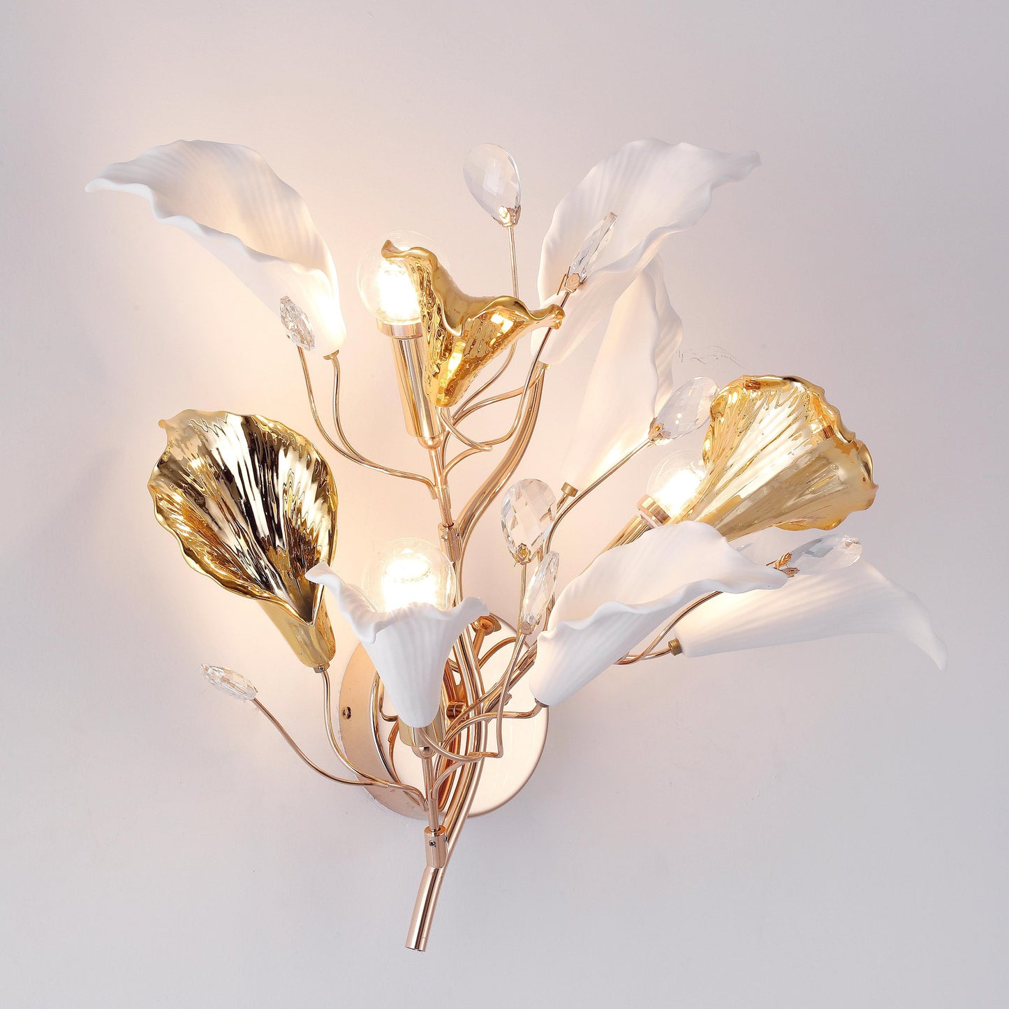 HDC Luxury Floral Crystal Wall Light for Living Room, Bedroom & Hallway