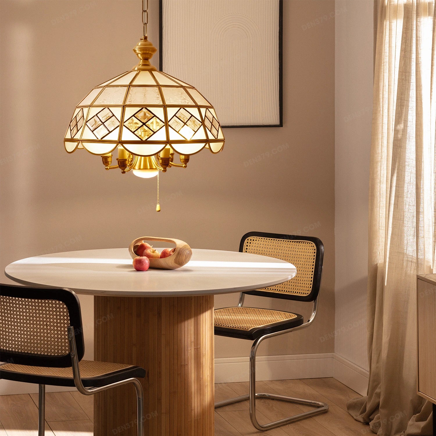 Hdc European Copper Frosted Glass Pendant Light Chandelier