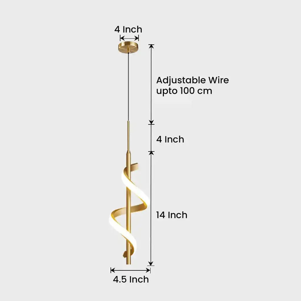 HDC Led Golden Acrylic Curl Island Ceiling Pendant Light- Tricolor