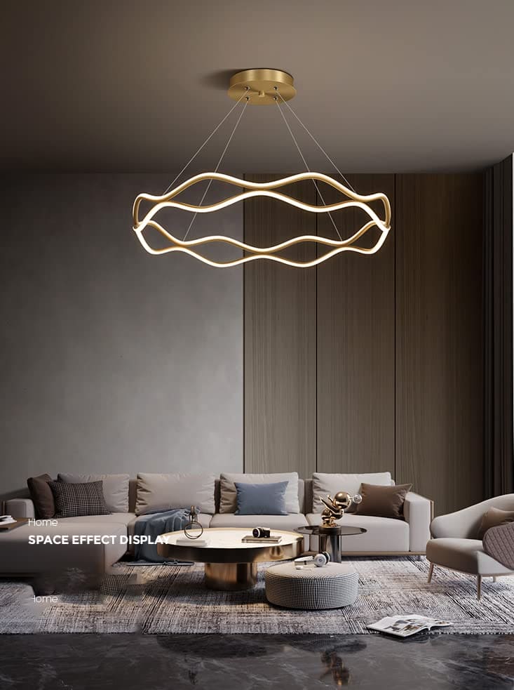 Hdc 450MM Gold LED Curvy Profile Chandelier Lamp - Warm White