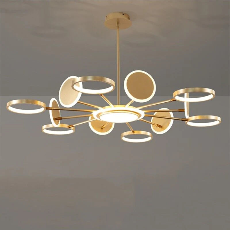 Hdc Contemporary Light Luxury Living Room Chandelier Gold Ring Bedroom Dining Room