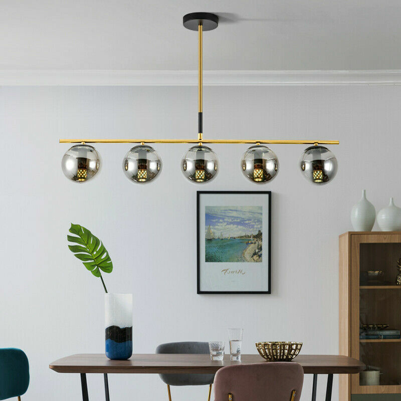 HDC Smoky Glass LED Ceiling Lamp Modern Chandelier Globe Lighting Pendant Light Fixtures