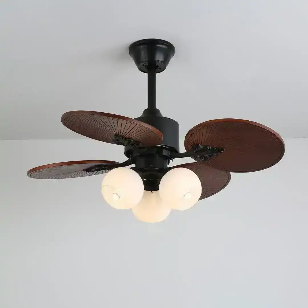 Hdc Tropical Ceiling Fan With Led Light And Remote Control 52 Inch Palm Reversible Fan Light 5 Leaf Blades And Balance Clips