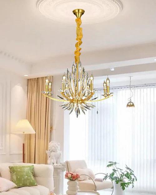 Hdc 8 Lights Crystal Beads Candle Chandelier For Living Room