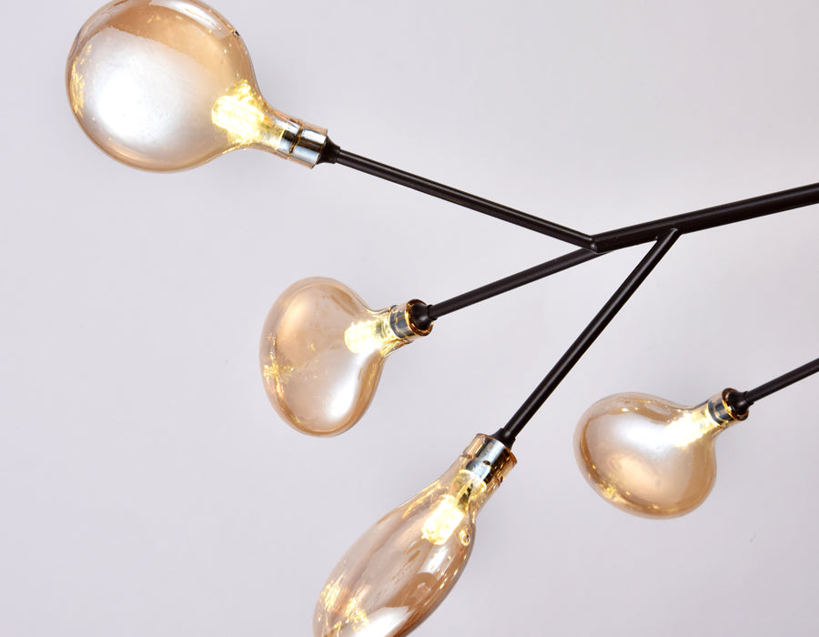 HDC 27 Lights Ball Firefly Black Chandelier Adjustable Brass Heracleum Led Ceiling Light Hanging Lamp - Warm White