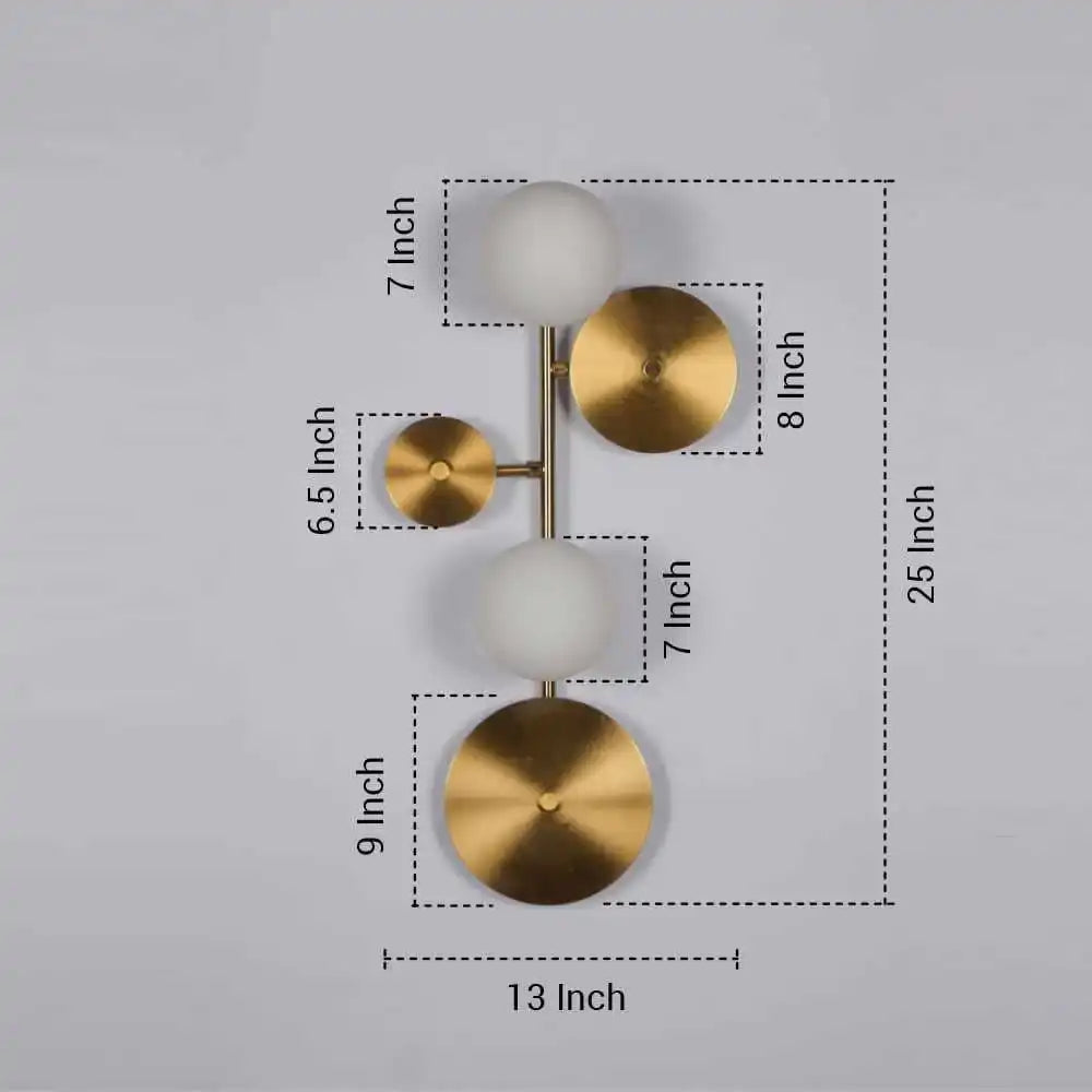 Hdc Mid Century Metal With Frosted Glass Globe Wall Lamp