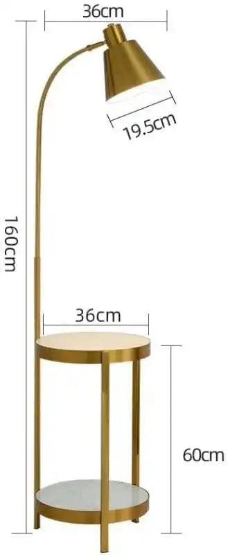 HDC Metal Marble Gold Living Room Dining Room Floor Lamp With Shelf