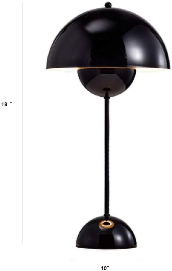 HDC Luxury Black Metal Dome Table Lamp for Bedroom, Living Room & Study