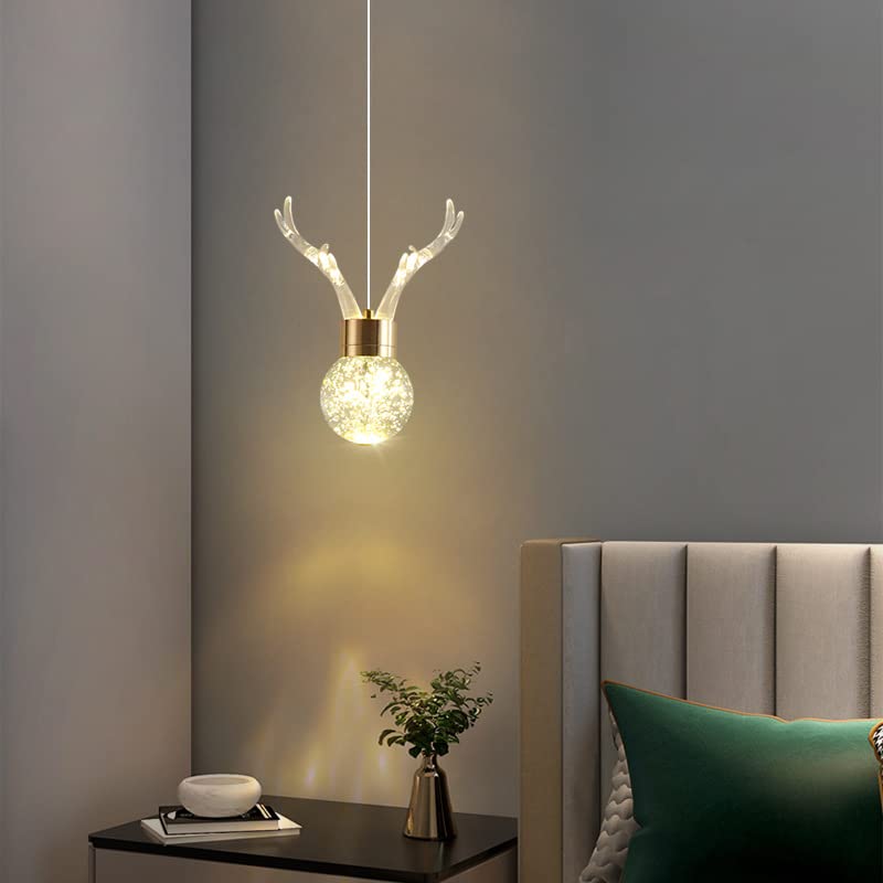 Hdc led 1-Light Gold Horn Acrylic Wall Light Fixture- Natural White