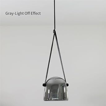 Hdc 1 Light Led Glass Smokey Black Pendant Lamp With Leather Strap Ceiling Light - Tricolor
