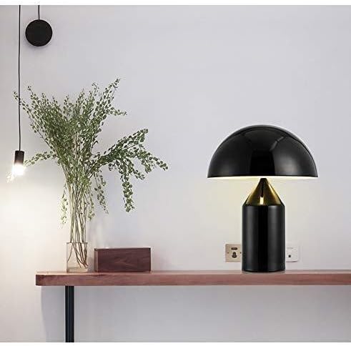 Hdc Mushroom Modern Architect LED Desk Lamps, Luxury Decorations Made of Nordic Chrome Metal with Warm White Light- Black