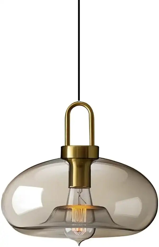 HDC Led 1-Light Amber Glass Iron Hanging Pendant Ceiling Lamp Light