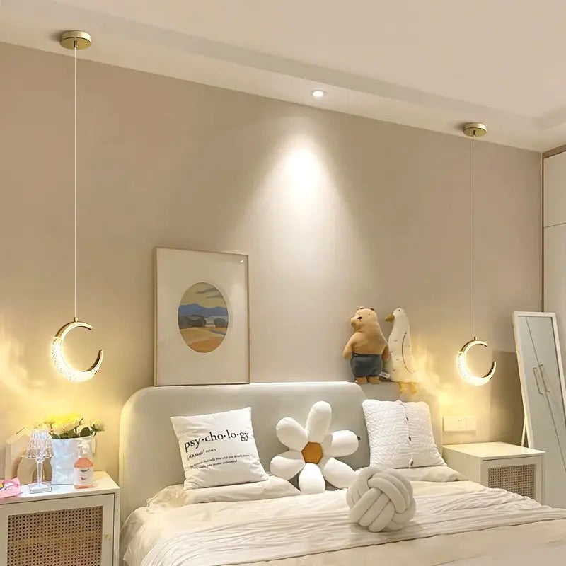 HDC Led 1-Light Gold Half Crescent Moon Acrylic Hanging Pendant Ceiling Light