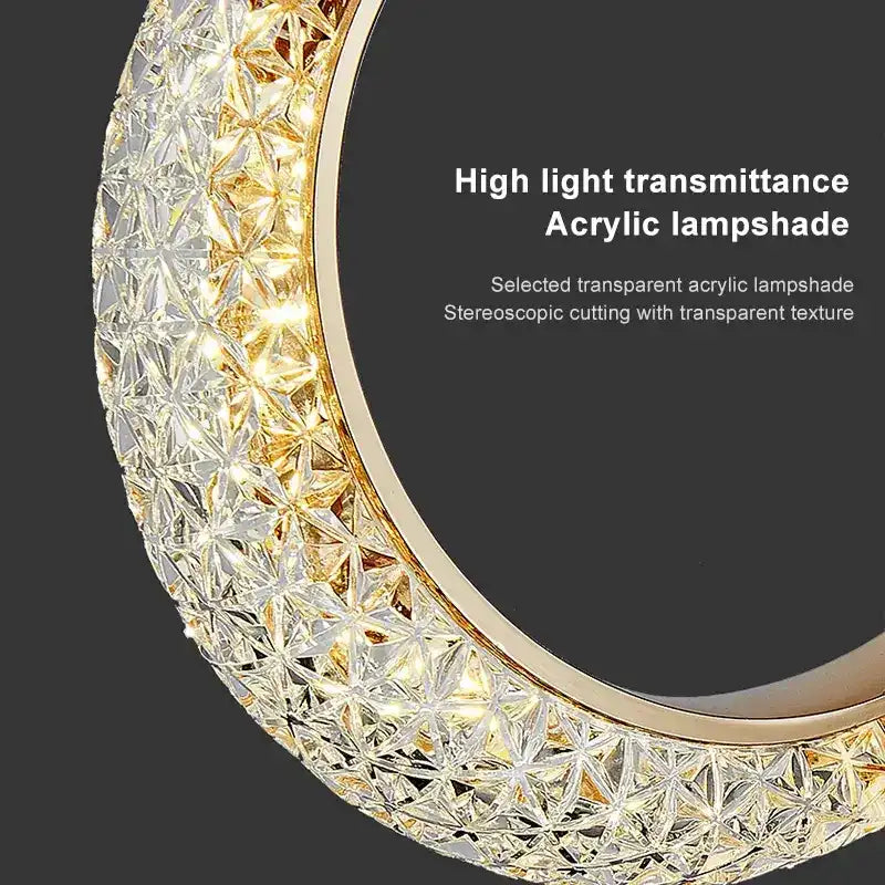 HDC Led 1-Light Gold Half Crescent Moon Acrylic Hanging Pendant Ceiling Light