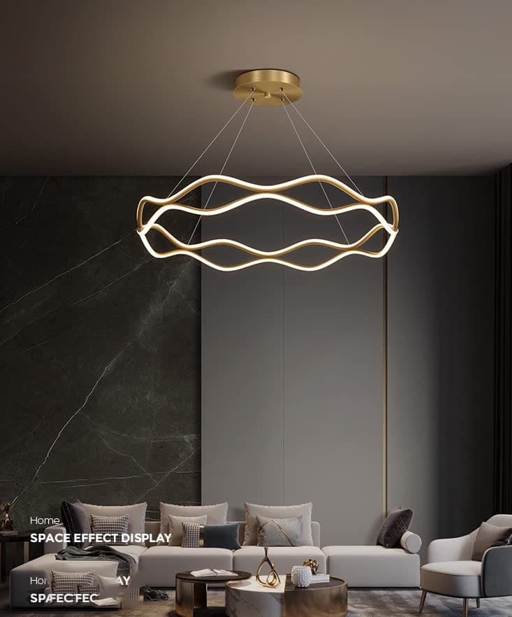 Hdc 450MM Gold LED Curvy Profile Chandelier Lamp - Warm White
