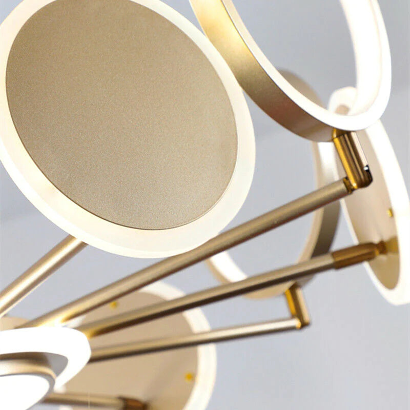 Hdc Contemporary Light Luxury Living Room Chandelier Gold Ring Bedroom Dining Room
