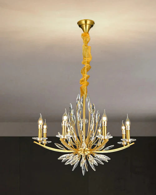 Hdc 8 Lights Crystal Beads Candle Chandelier For Living Room