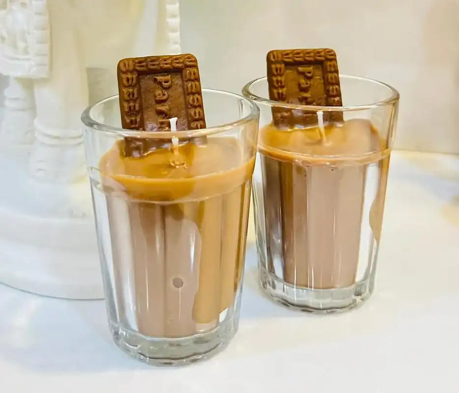 HDC Chai Biscuit Candle for Home Decor and Relaxation Unique Decorative Candle for Diwali Gifting (Pack of 1)