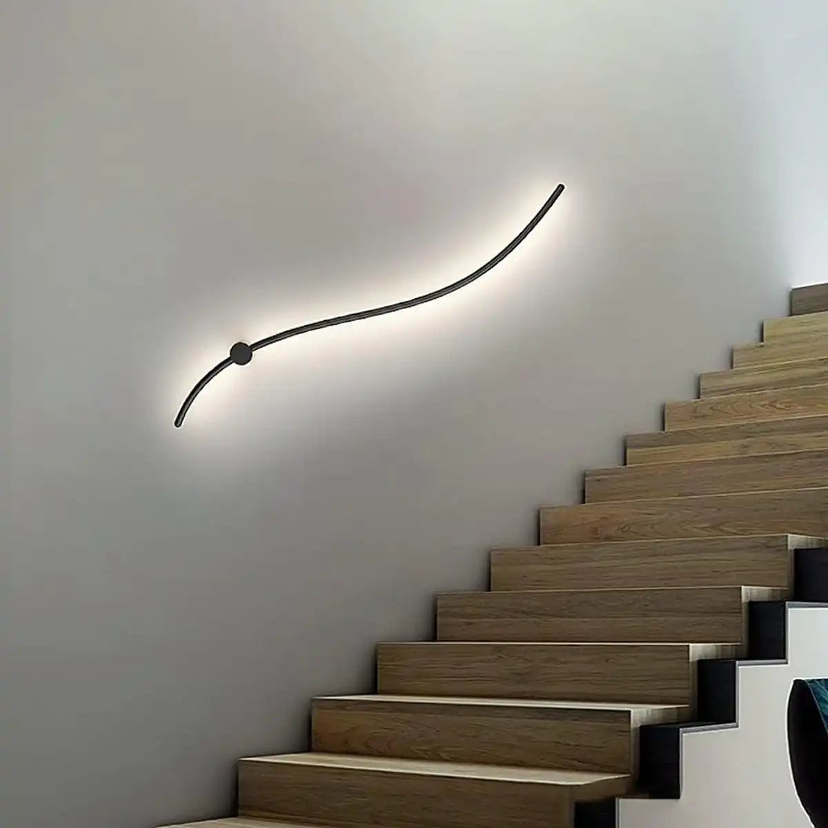 Hdc Led Curvy Black Long Strip Wall Light