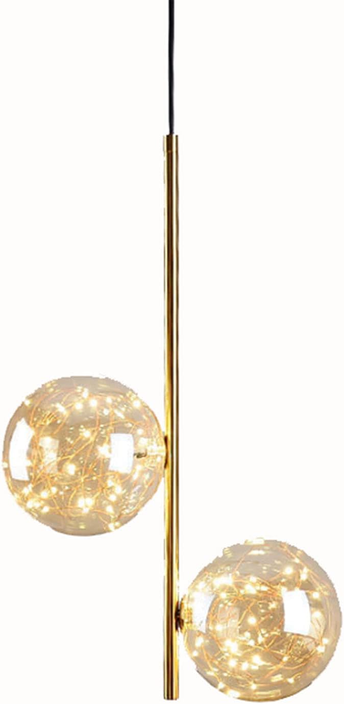 Hdc 2 Lights LED Fairy Ball Gold Pendant Lamp Ceiling Light - Warm White